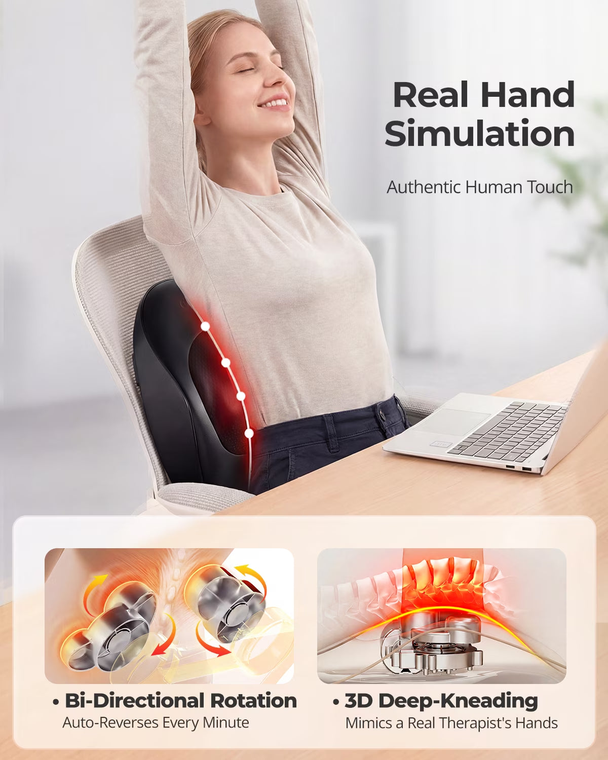 Shiatsu Back and Neck Massager with Heat, Deep Tissue 3D Kneading Massager Pillow for Muscle Pain Relief, Black,Relaxation Gifts for Women Men