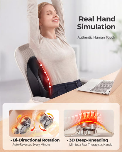 Shiatsu Back and Neck Massager with Heat, Deep Tissue 3D Kneading Massager Pillow for Muscle Pain Relief, Black,Relaxation Gifts for Women Men