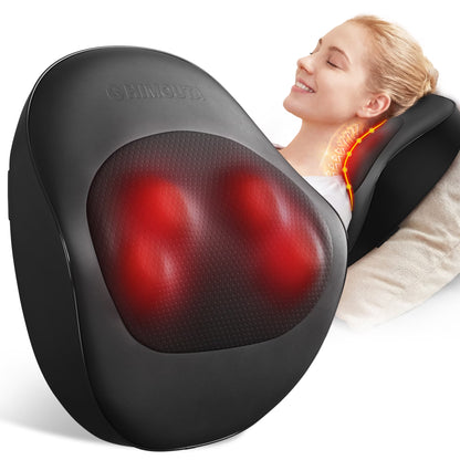 Shiatsu Back and Neck Massager with Heat, Deep Tissue 3D Kneading Massager Pillow for Muscle Pain Relief, Black,Relaxation Gifts for Women Men