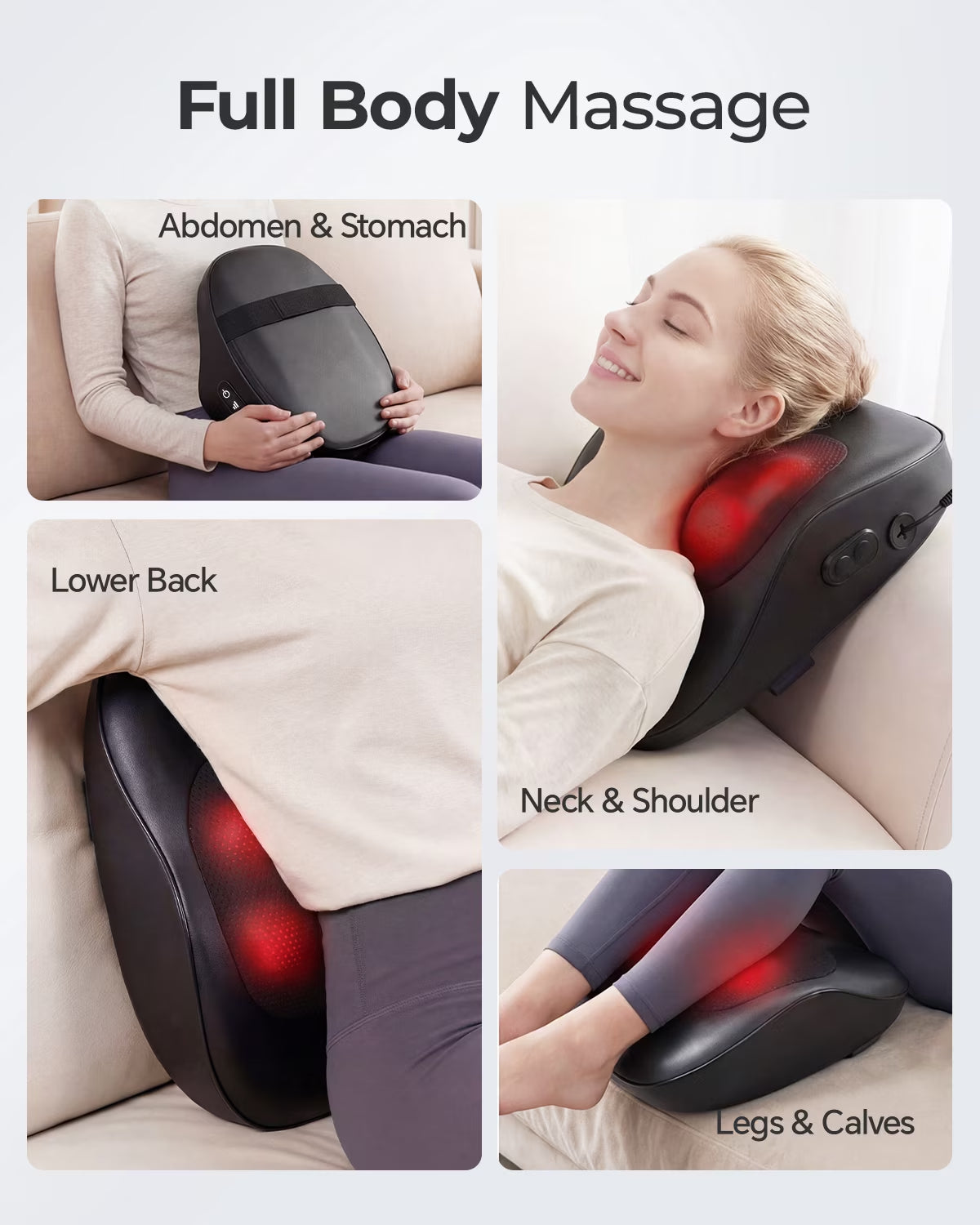 Shiatsu Back and Neck Massager with Heat, Deep Tissue 3D Kneading Massager Pillow for Muscle Pain Relief, Black,Relaxation Gifts for Women Men