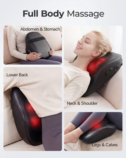 Shiatsu Back and Neck Massager with Heat, Deep Tissue 3D Kneading Massager Pillow for Muscle Pain Relief, Black,Relaxation Gifts for Women Men