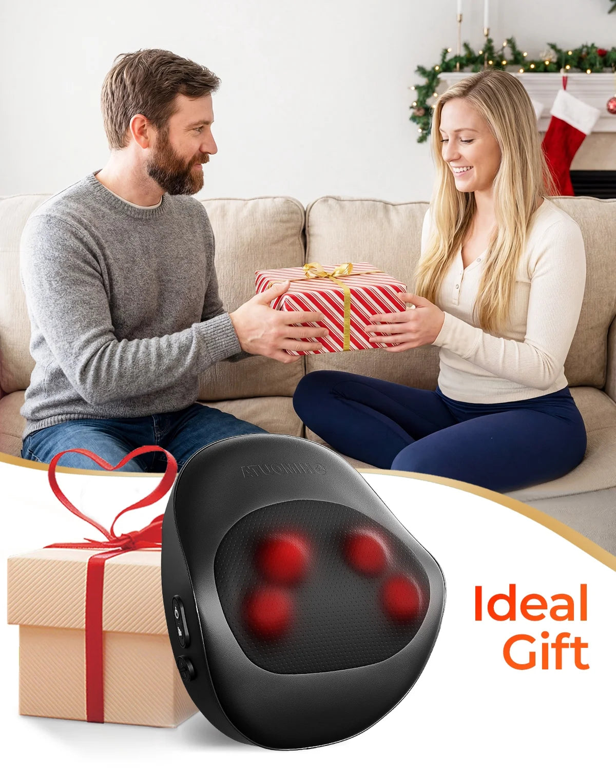 Shiatsu Back and Neck Massager with Heat, Deep Tissue 3D Kneading Massager Pillow for Muscle Pain Relief, Black,Relaxation Gifts for Women Men
