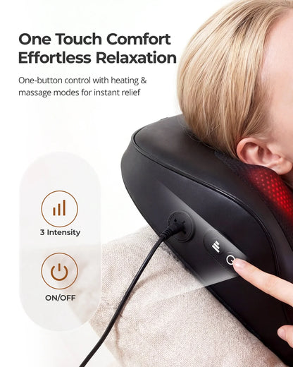 Shiatsu Back and Neck Massager with Heat, Deep Tissue 3D Kneading Massager Pillow for Muscle Pain Relief, Black,Relaxation Gifts for Women Men